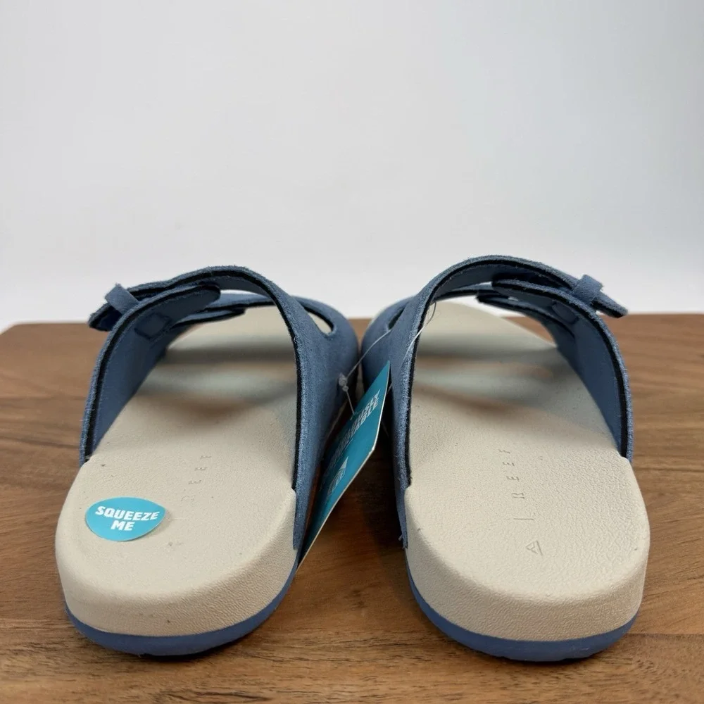 New NWT Big Kids Reef Little Ojai Suede Blue Sandals‎ Shoes Size 2 Y
